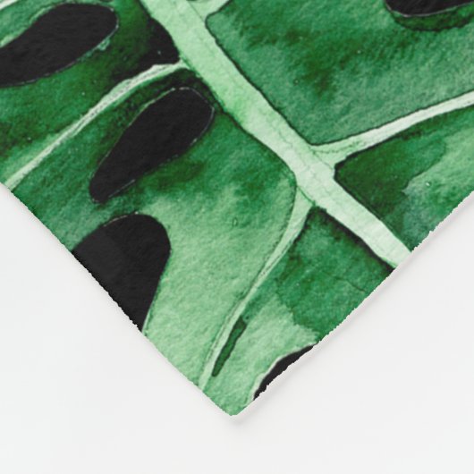 Monstera-Blätter Fleecedecke (Ecke)