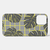 Monstera-Blätter: Gelb-Grau Modernes Abstrakt Case-Mate iPhone Hülle (Rückseite (Horizontal))