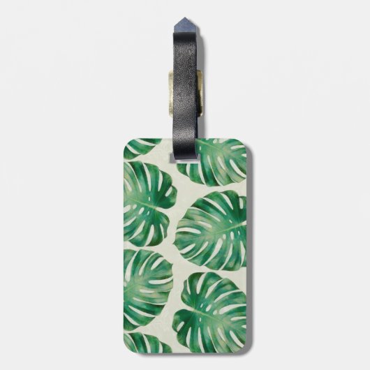 Monstera-Blätter Gepäckanhänger (Rückseite vertikal)