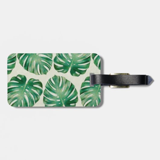Monstera-Blätter Gepäckanhänger (Rückseite horizontal)