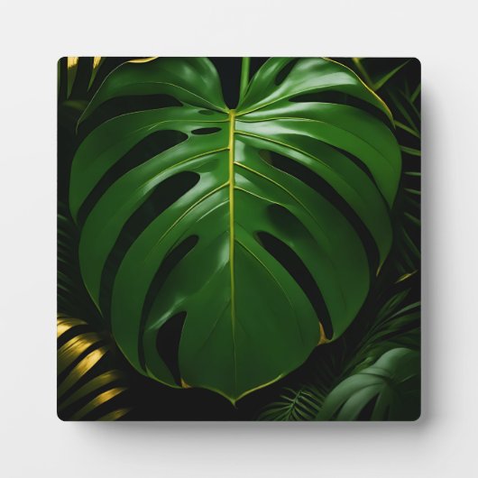 Monstera Blätter Gold Jungle Glamour Fotoplatte (Vorderseite)