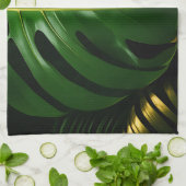 Monstera Blätter Gold Jungle Glamour Geschirrtuch (Gefaltet)