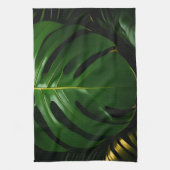 Monstera Blätter Gold Jungle Glamour Geschirrtuch (Vertikal)
