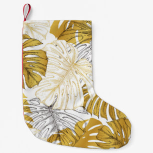 Monstera Blätter: Golden White Kleiner Weihnachtsstrumpf