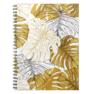 Monstera Blätter: Golden White Notizblock
