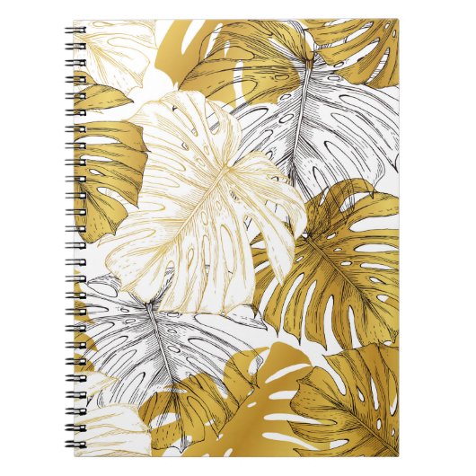 Monstera Blätter: Golden White Notizblock (Vorderseite)