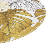 Monstera Blätter: Golden White Schneidebrett (Ecke)