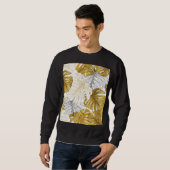 Monstera Blätter: Golden White Sweatshirt (Vorne ganz)