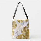 Monstera Blätter: Golden White Tragetaschen Mit Langen Trägern (Rückseite)
