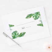 Monstera Blätter Hochzeit des tropischen grünen Wa Rechteckiger Aufkleber (Umschlag)