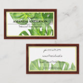 Monstera-Blätter | Holzrahmen Visitenkarte (Vorne/Hinten)