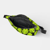Monstera-Blätter in Lime Green und Schwarz Bauchtasche (Offen)