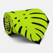 Monstera-Blätter in Lime Green und Schwarz Krawatte (Gerollt)