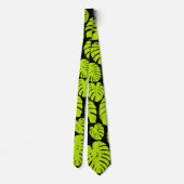 Monstera-Blätter in Lime Green und Schwarz Krawatte (Rückseite)