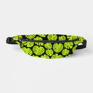 Monstera-Blätter in Limettengrün und Schwarz Bauchtasche