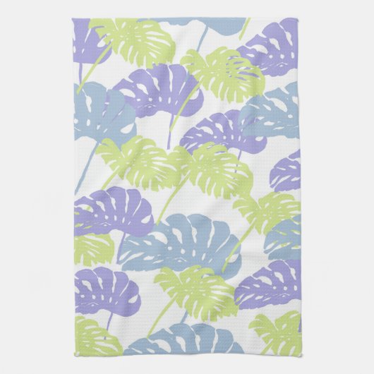 Monstera Blätter in Pastellen Küche Handtuch (Vertikal)