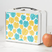 Monstera-Blätter in Türkis, Gelb und Weiß Metall Brotdose (Beispiel)