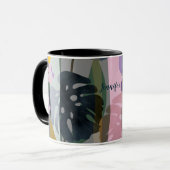 Monstera-Blätter individuelle Name Tasse (Vorderseite Links)