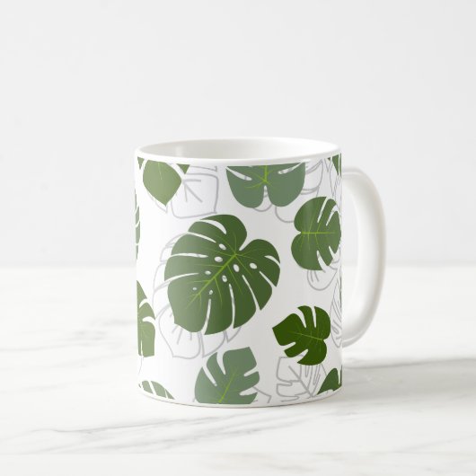 Monstera-Blätter Kaffeetasse (VorderseiteRechts)