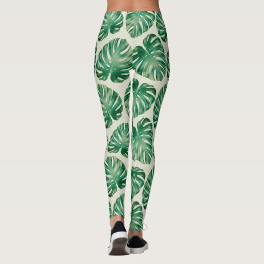 Monstera-Blätter Leggings (Rückseite)