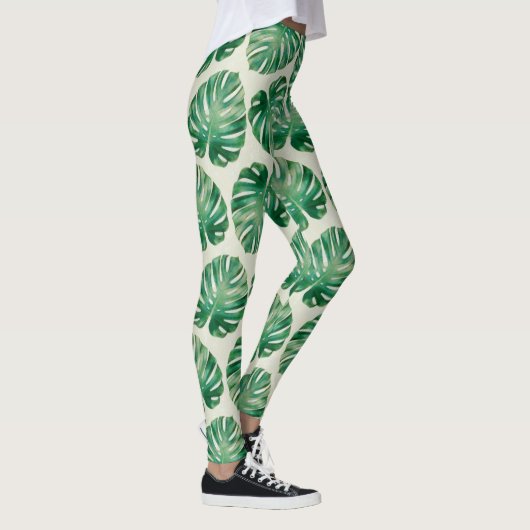Monstera-Blätter Leggings (Rechts)