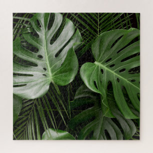 Monstera Blätter, luxuriöse tropische Anordnung. Puzzle