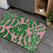 Monstera Blätter Mit Monogramm Badematte