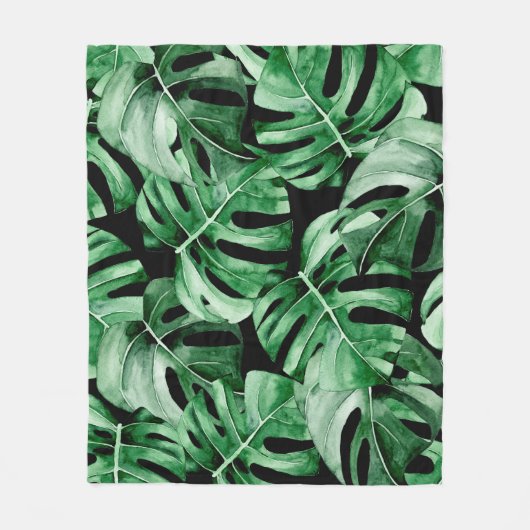 Monstera-Blätter-Muster Fleecedecke (Vorderseite)