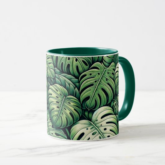 Monstera Blätter Pattern Tasse (VorderseiteRechts)