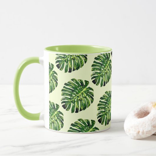 Monstera Blätter Tasse - Farbe auswählen (Mit Donut)
