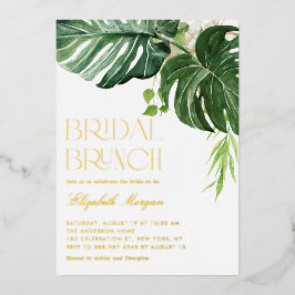 Monstera Blätter Tropical Bridal Brunch Folieneinladung