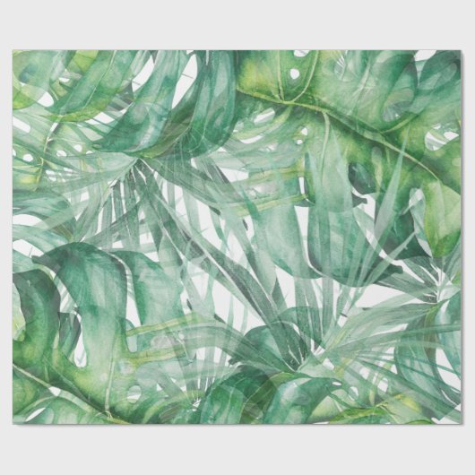 Monstera Blätter Tropical Geschenkpapier (Flach)