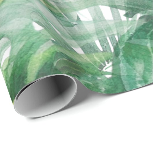 Monstera Blätter Tropical Geschenkpapier (Rolleneckpunkt)