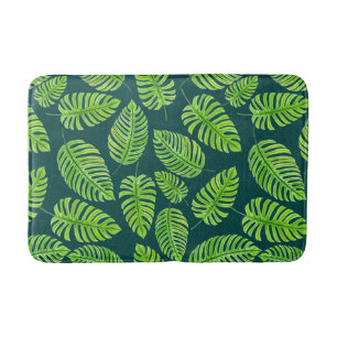 Monstera-Blätter, tropisches Aquarellmuster Badematte