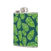 Monstera-Blätter, tropisches Aquarellmuster Flachmann (Links)