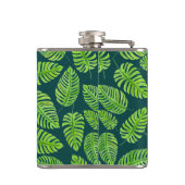 Monstera-Blätter, tropisches Aquarellmuster Flachmann (Rückseite)