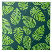 Monstera-Blätter, tropisches Aquarellmuster Fliese (Vorderseite)