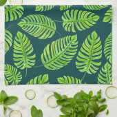 Monstera-Blätter, tropisches Aquarellmuster Küchentuch (Gefaltet)