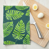 Monstera-Blätter, tropisches Aquarellmuster Küchentuch (Viertel Falte)