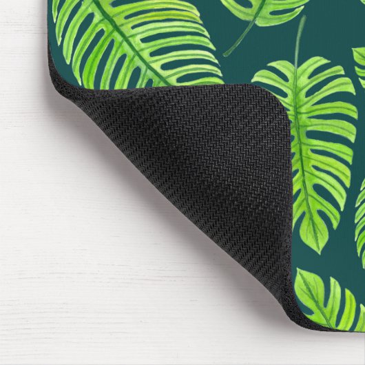 Monstera-Blätter, tropisches Aquarellmuster Mousepad (Ecke)
