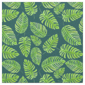 Monstera-Blätter, tropisches Aquarellmuster Stoff (Nahaufnahme)