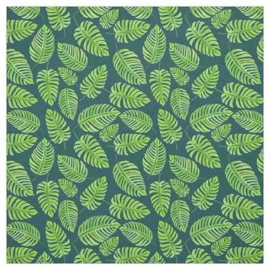 Monstera-Blätter, tropisches Aquarellmuster Stoff (Muster)
