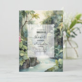 Monstera Blätter Tropisches Brautparty Einladung (Stehend Vorderseite)