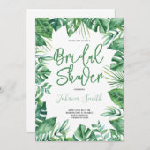 Monstera Blätter Tropisches Brautparty Einladung (Vorne/Hinten)