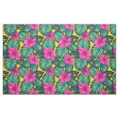 Monstera Blätter und Hibiskus, Aquamarin rosa auf  Stoff (Fat Quarter (45,7 x 55,9 cm))