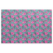 Monstera Blätter und Hibiskus Aquamarin und rosa a Stoff (Yard (91,4 cm))