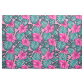 Monstera Blätter und Hibiskus Aquamarin und rosa a Stoff (Fat Quarter (45,7 x 55,9 cm))