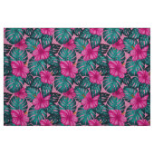 Monstera Blätter und Hibiskus Aquamarin und rosa a Stoff (Fat Quarter (45,7 x 55,9 cm))