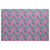 Monstera Blätter und Hibiskus Aquamarin und rosa a Stoff (Yard (91,4 cm))