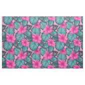 Monstera Blätter und Hibiskus Aquamarin und rosa a Stoff (Fat Quarter (45,7 x 55,9 cm))
